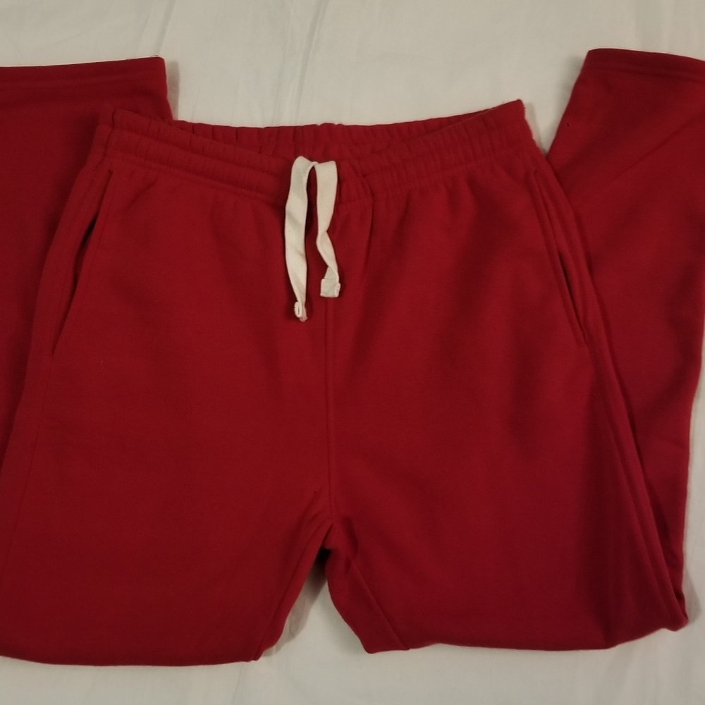 Unisex Drawstring Sweatpants Size L Red &  White NWOT